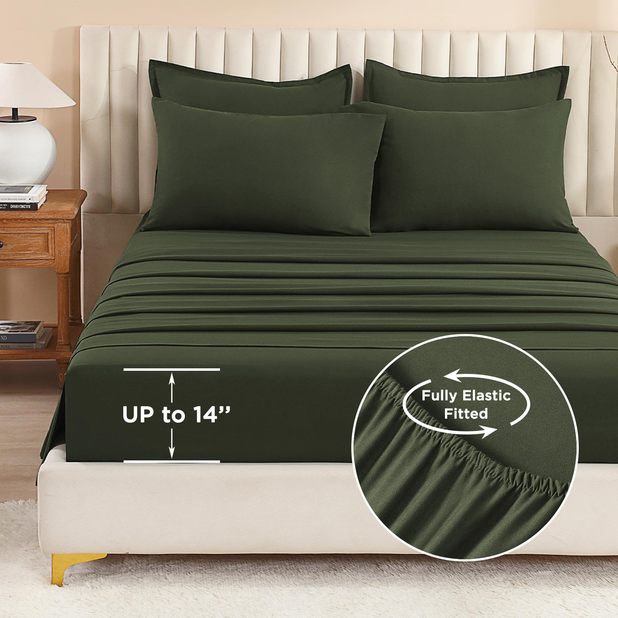 Litanika fitted sheet demo showing 14-inch deep pocket for secure mattress fit