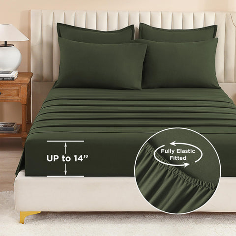 Litanika fitted sheet demo showing 14-inch deep pocket for secure mattress fit