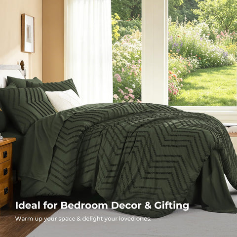 Litanika flat and fitted sheets displayed to show fit and generous dimensions benefit.