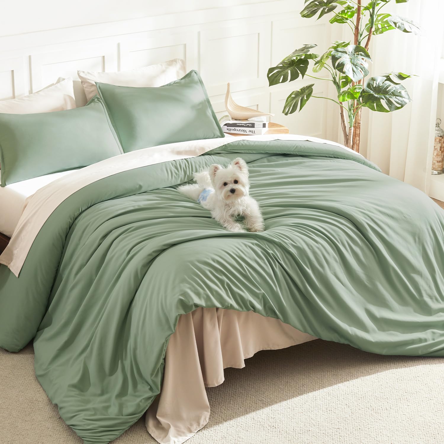 Litanika front view of oversized king comforter shows generous drape and cozy look