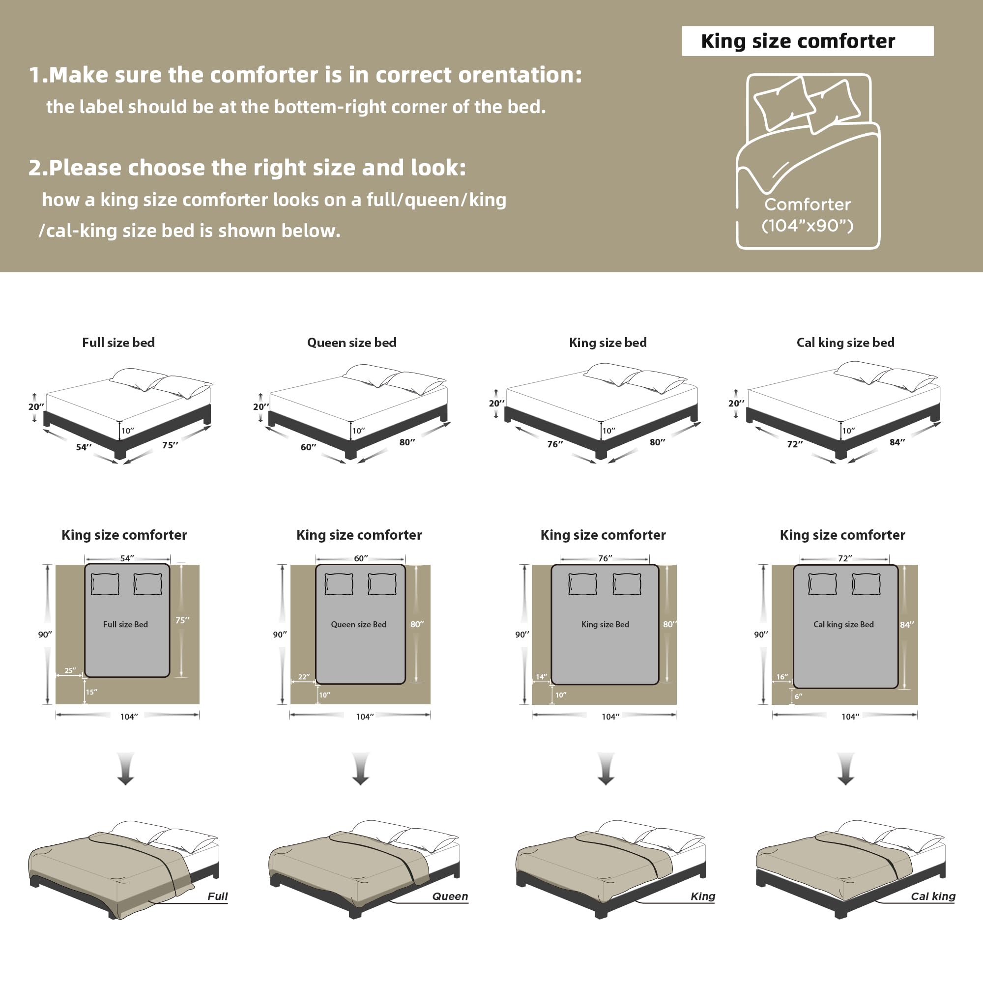 Litanika scale comparison showing king comforter fit on standard bedframe