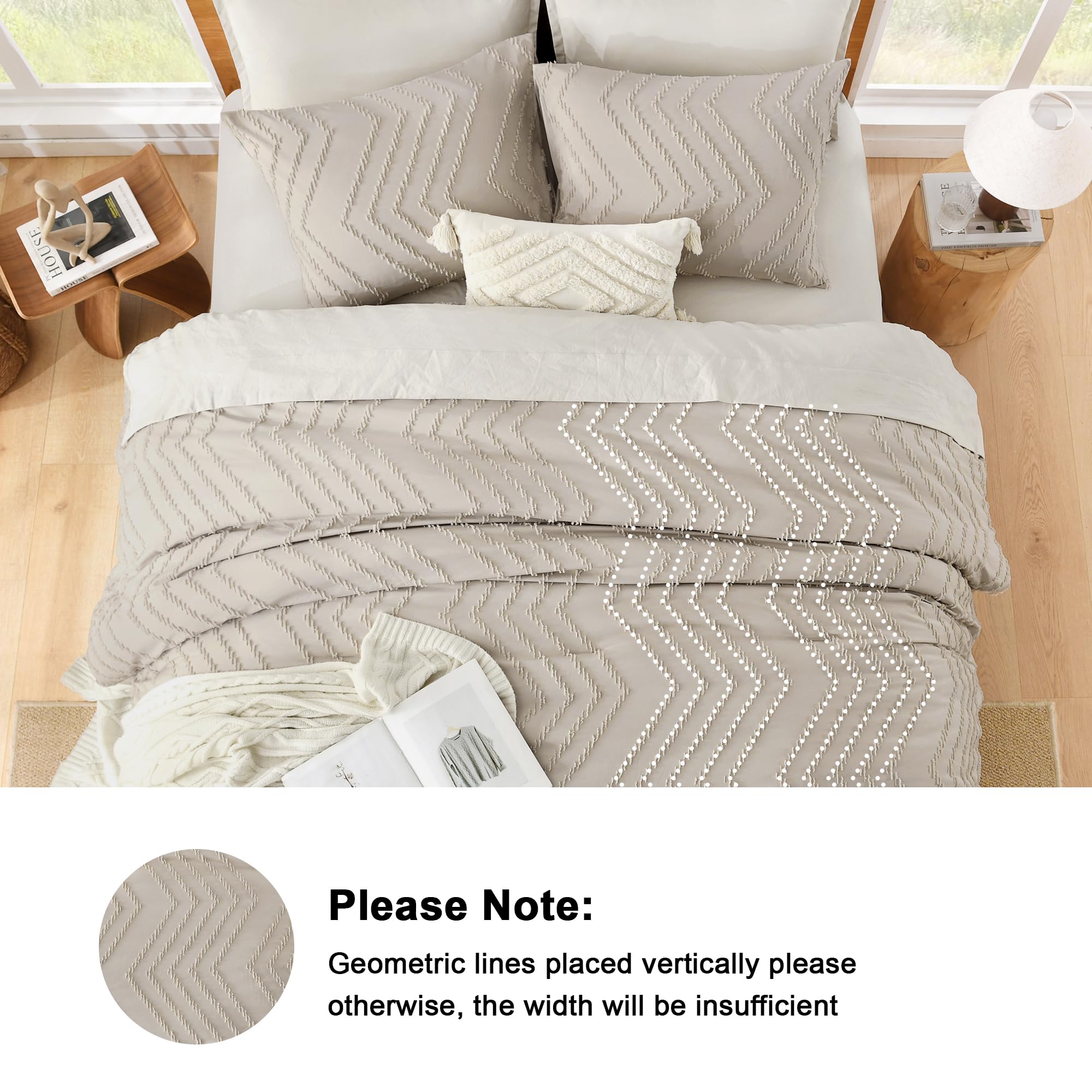 Litanika comforter spread with measuring tape showing queen dimensions and coverage