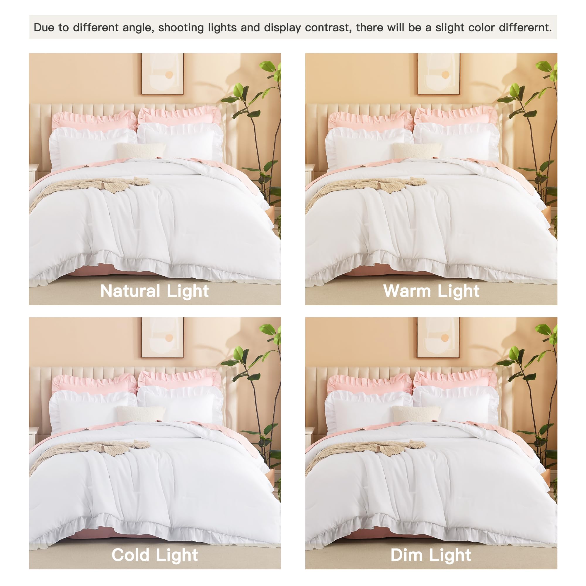 Litanika comforter on full bed with ruler showing dimensions and fit
