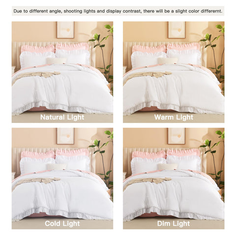 Litanika comforter on full bed with ruler showing dimensions and fit