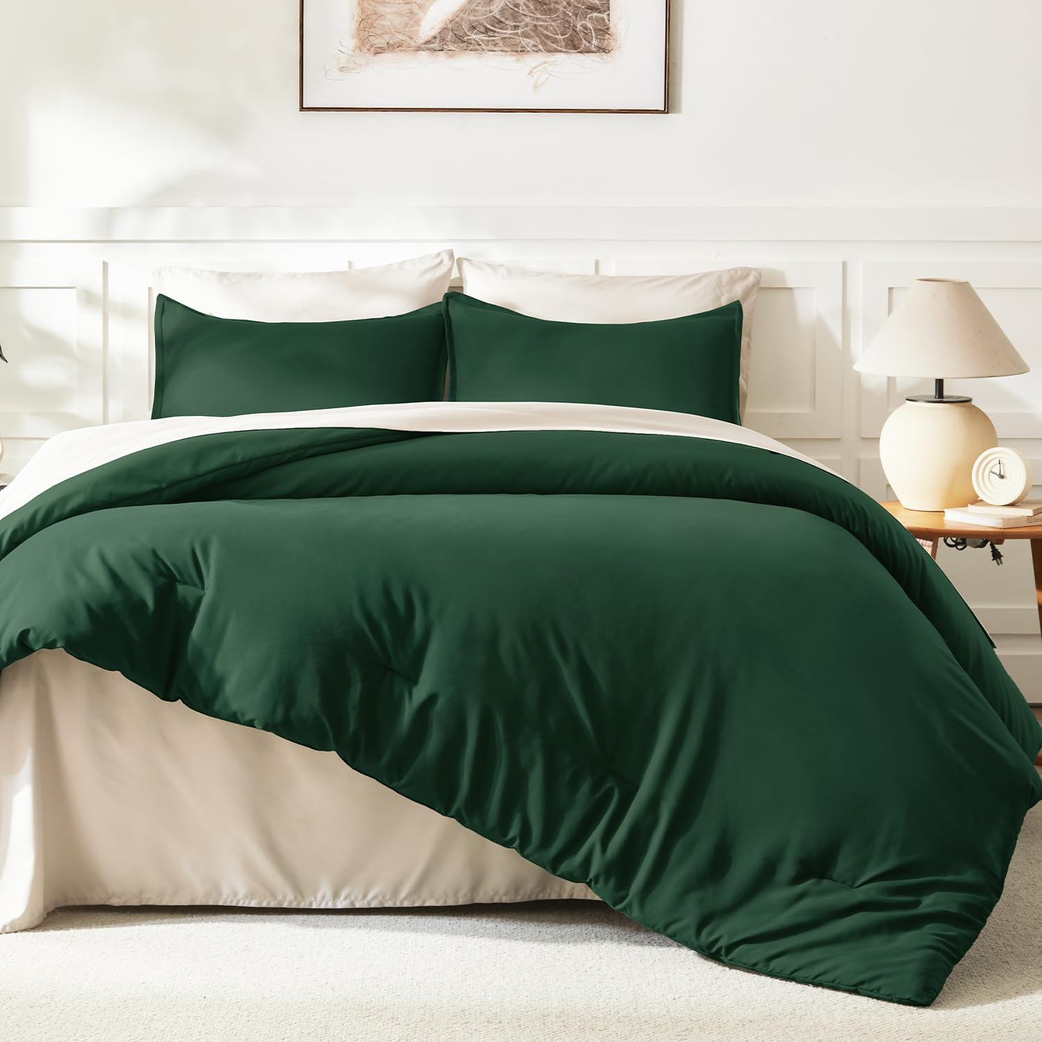 Litanika size and scale on queen bed showing 90x90 coverage and generous overhang