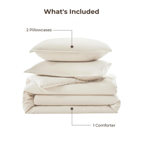 Litanika comforter beside a mattress to show California king size and generous drape