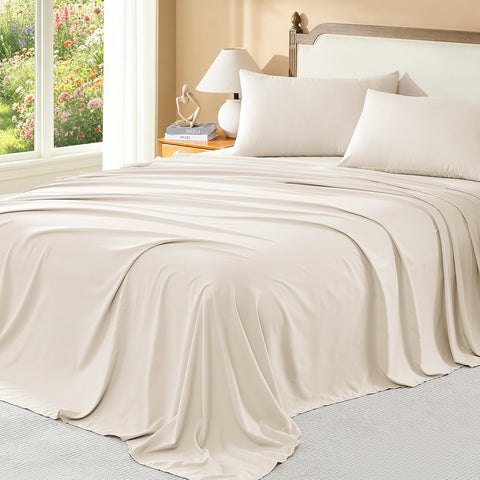 Litanika king comforter on mattress showing size and generous drape benefit