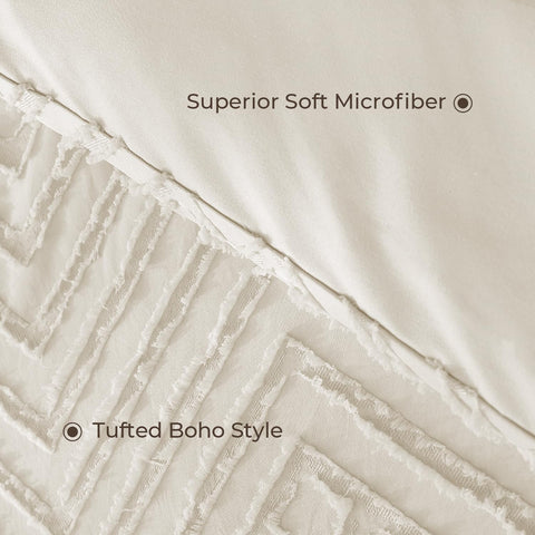 Litanika stylish bedroom staging showing neutral bedding blending decor