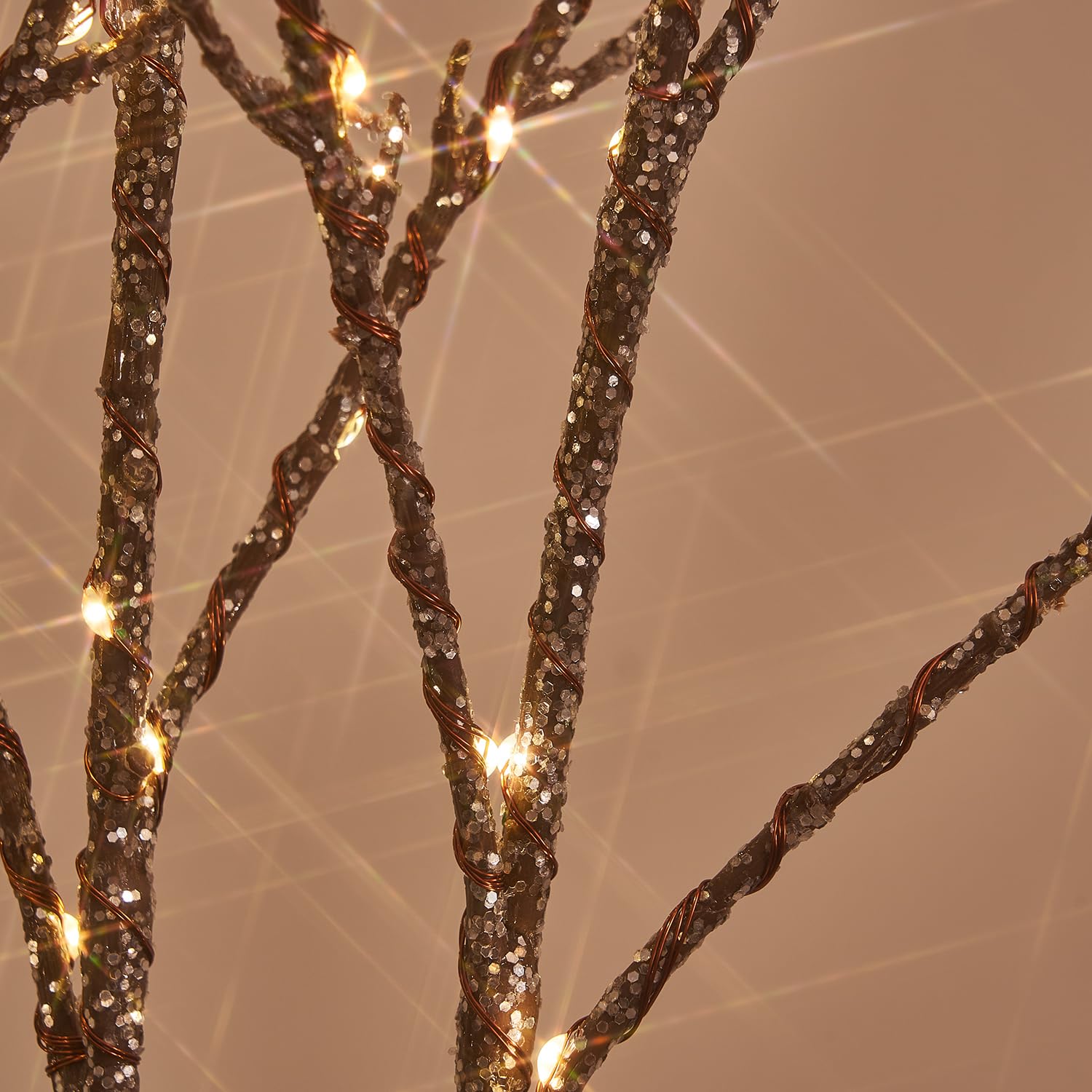 LITBLOOM close-up of silver glitter and flexible wire, highlights adjustable styling