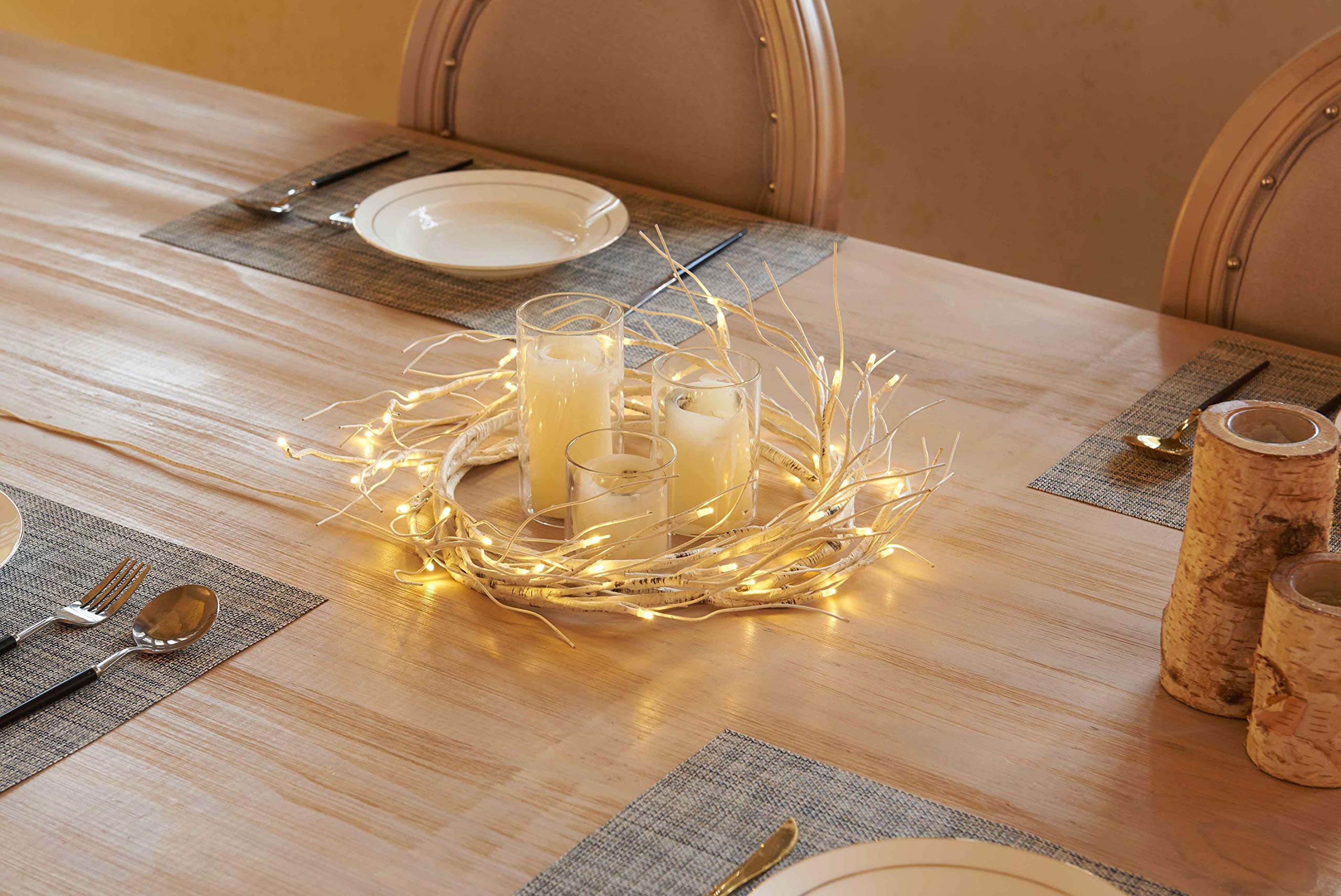 LITBLOOM flexible branches being shaped to fit decor and hold ornaments