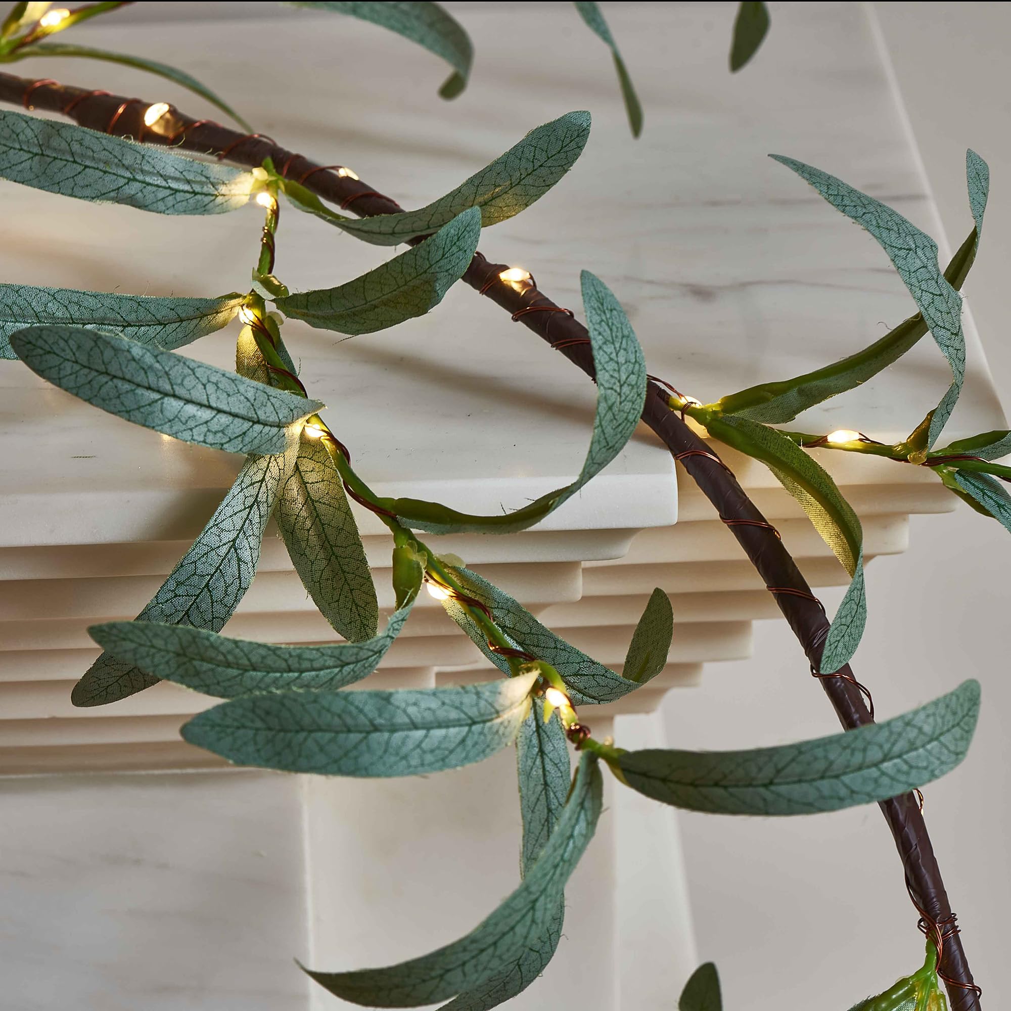 LITBLOOM close-up of grey-green olive leaves showing realistic texture