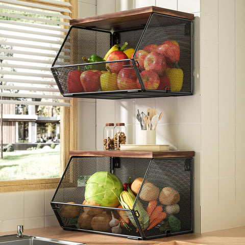 Litwaro front view on counter showing tidy storage and reclaimed workspace