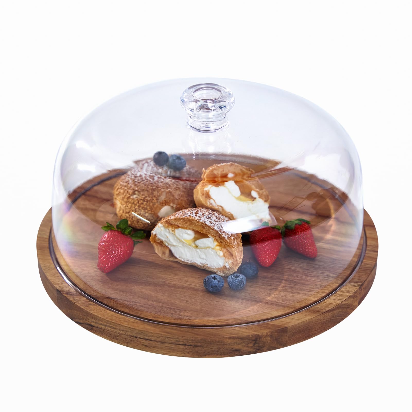 LiTY acacia cake stand front view showing elegant display and stable base