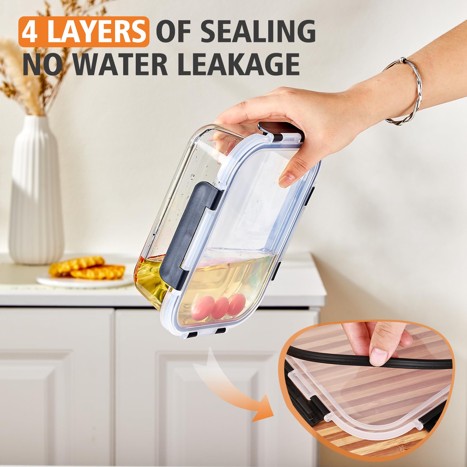 Liuruiyu meal-prep containers in use holding balanced lunches for convenience