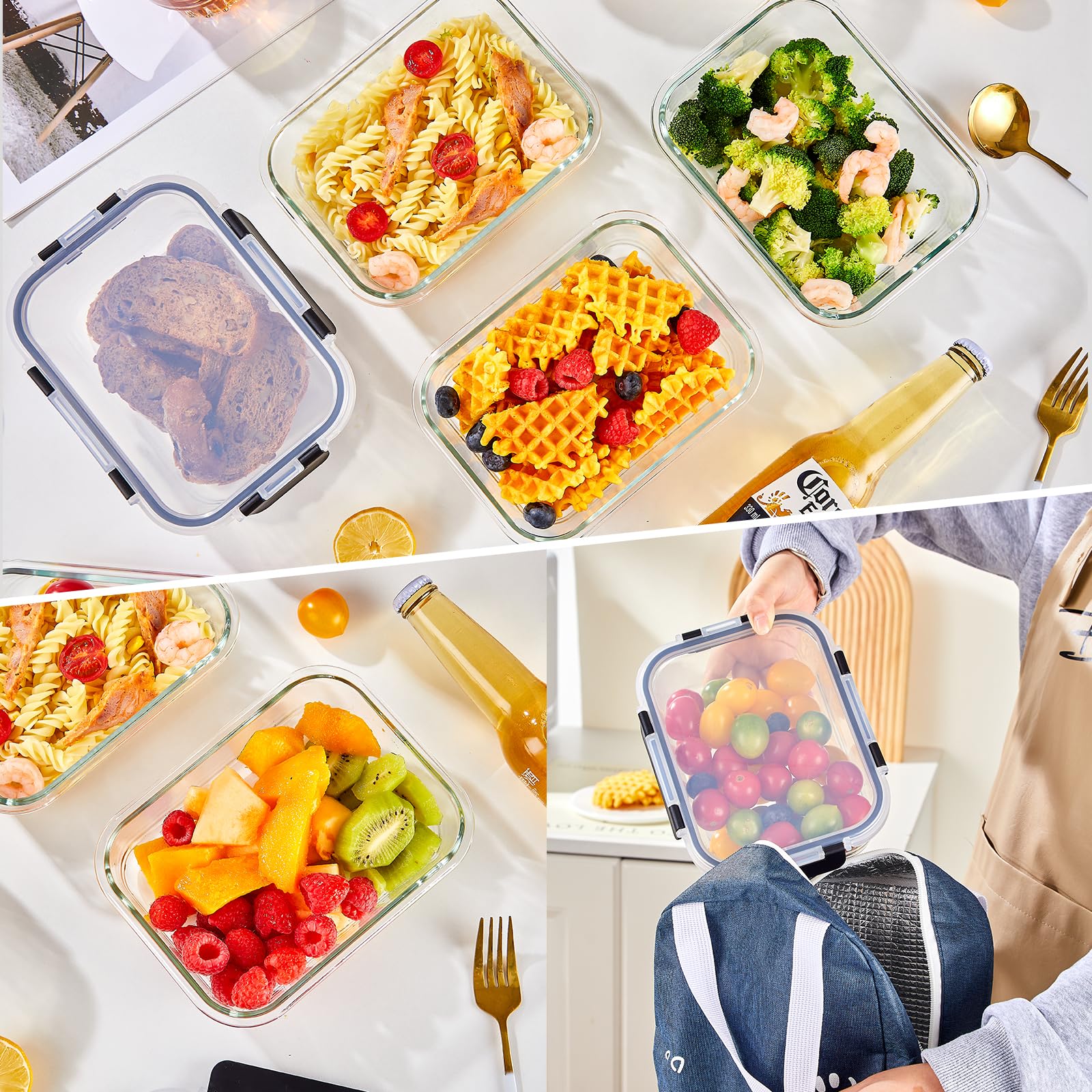 Liuruiyu stacked containers inside fridge maximizing storage and visibility