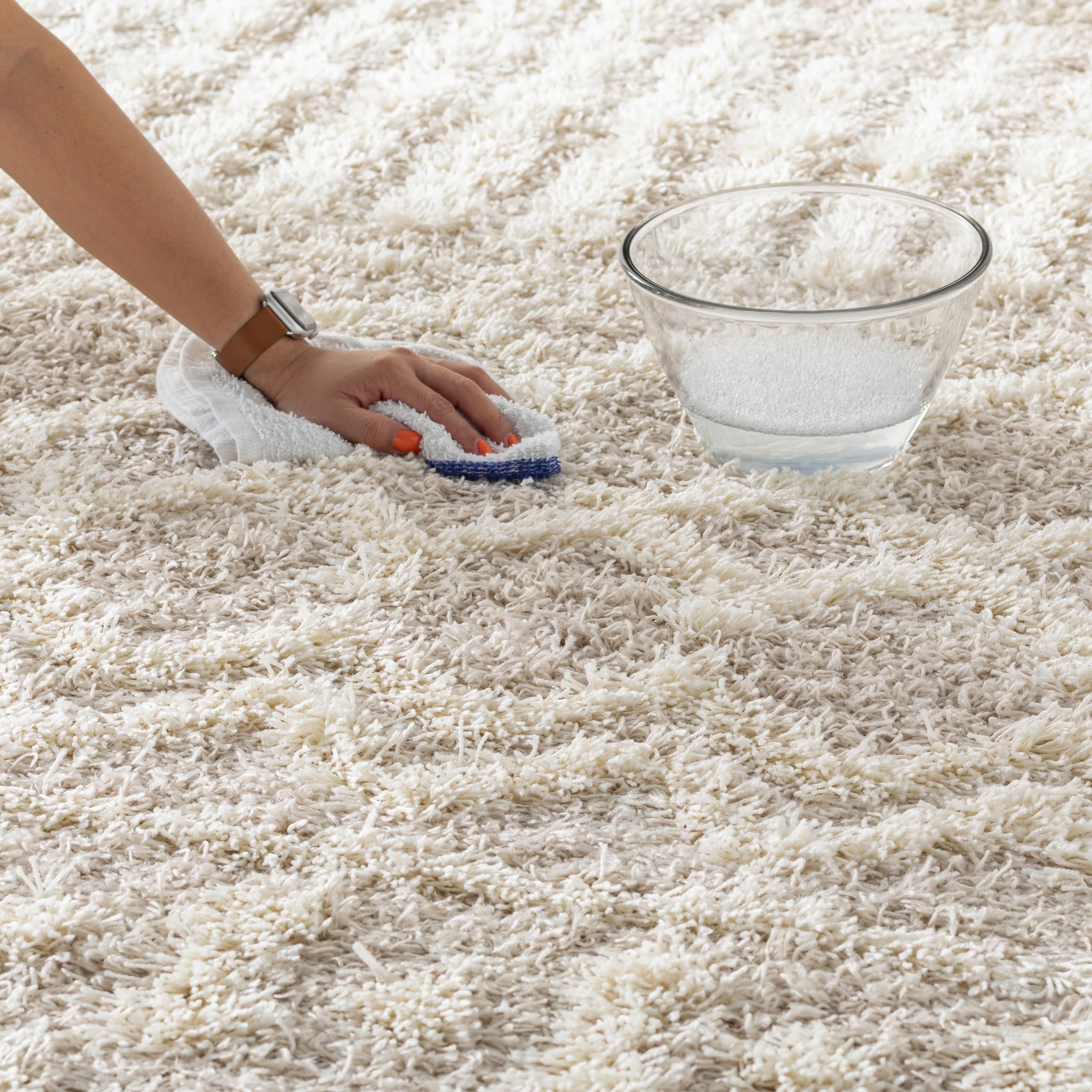 Livabliss unpacked rug beside packaging showing quick airing and setup benefit