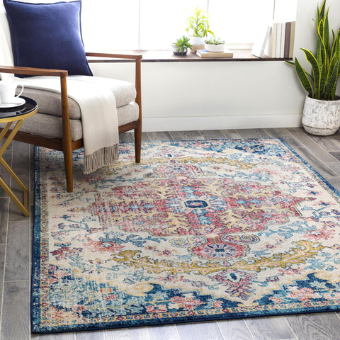 Livabliss rug front overview showing full vintage medallion and color mix for stylish anchoring