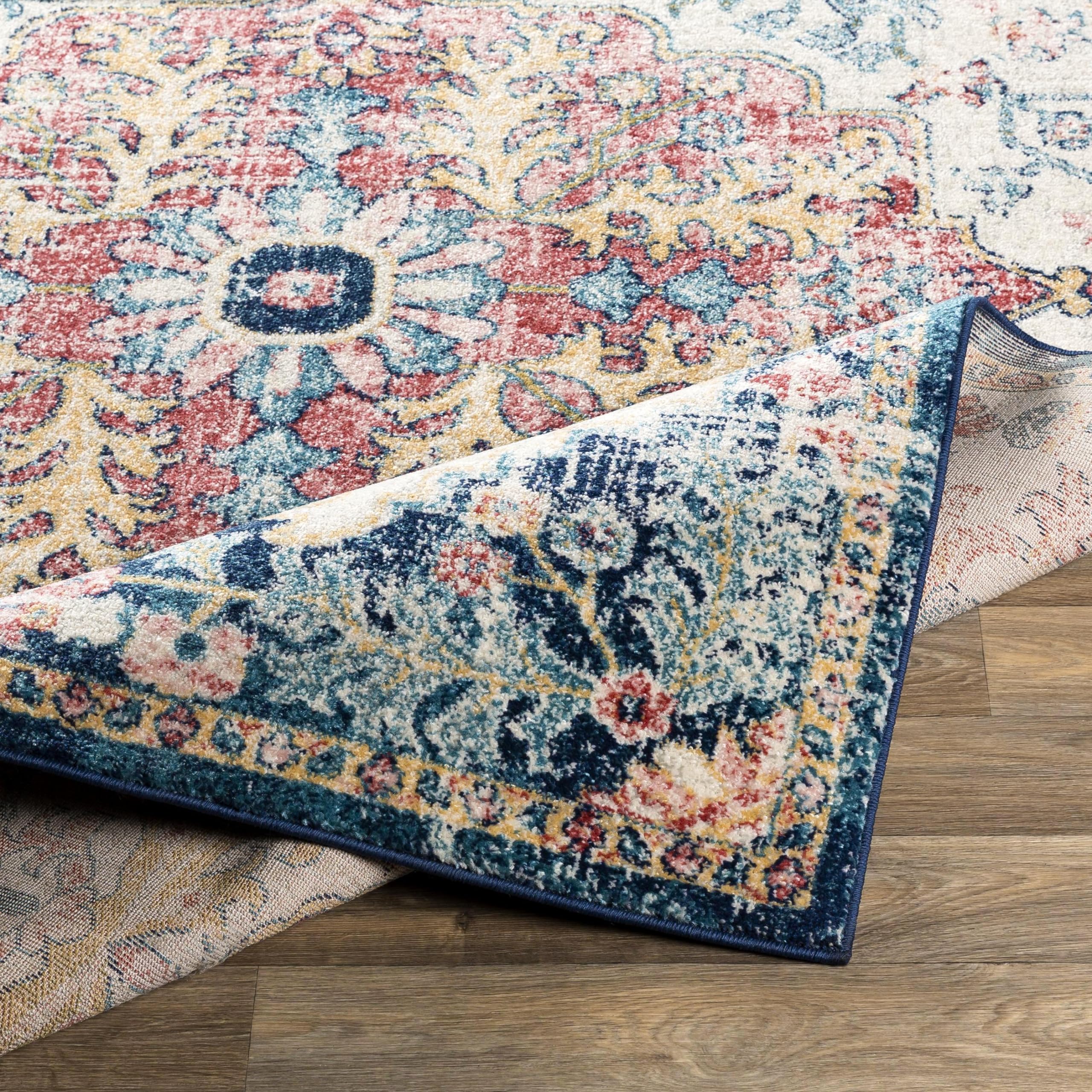 Livabliss rug underside and edge label showing construction and machine-woven quality