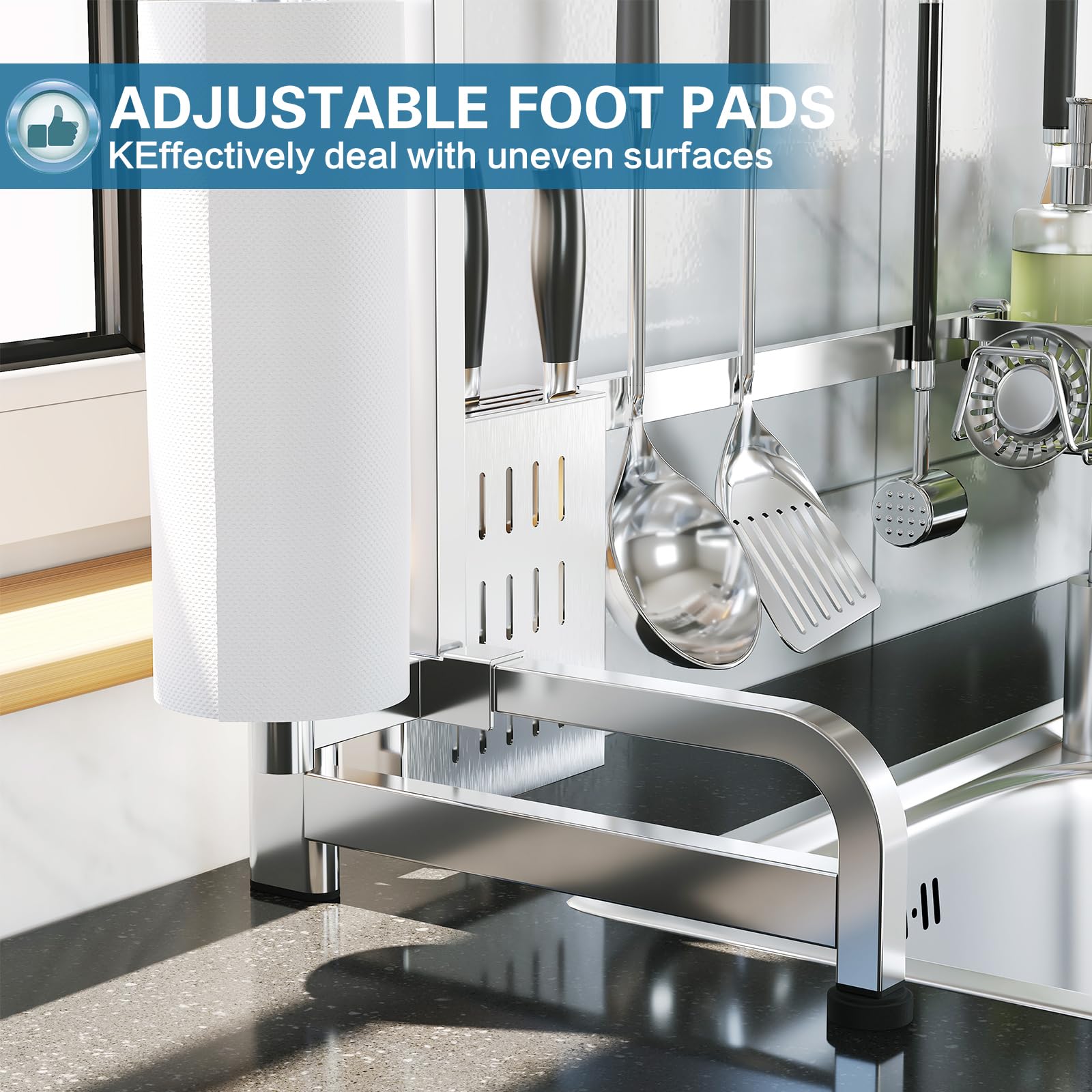 LIVOD paper towel and plastic-wrap area showing easy access benefit