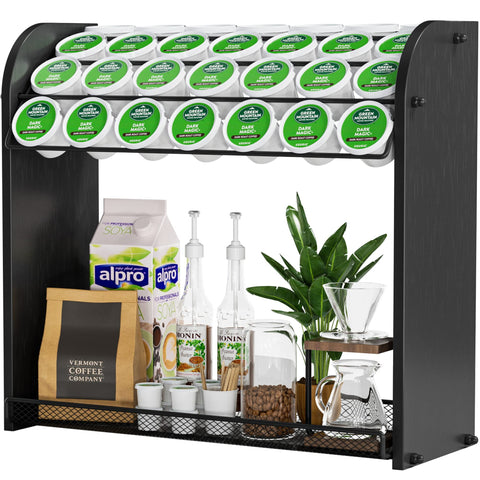 Lixple front view of K Cup holder showing organized pods and space saving