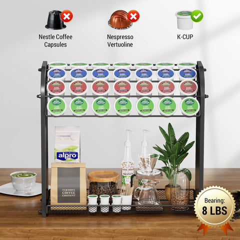 Lixple side profile of coffee pod holder demonstrating compact footprint
