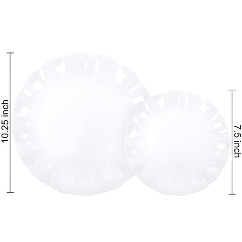 LIYH stacked dinner and dessert plates displaying durable thickness benefit
