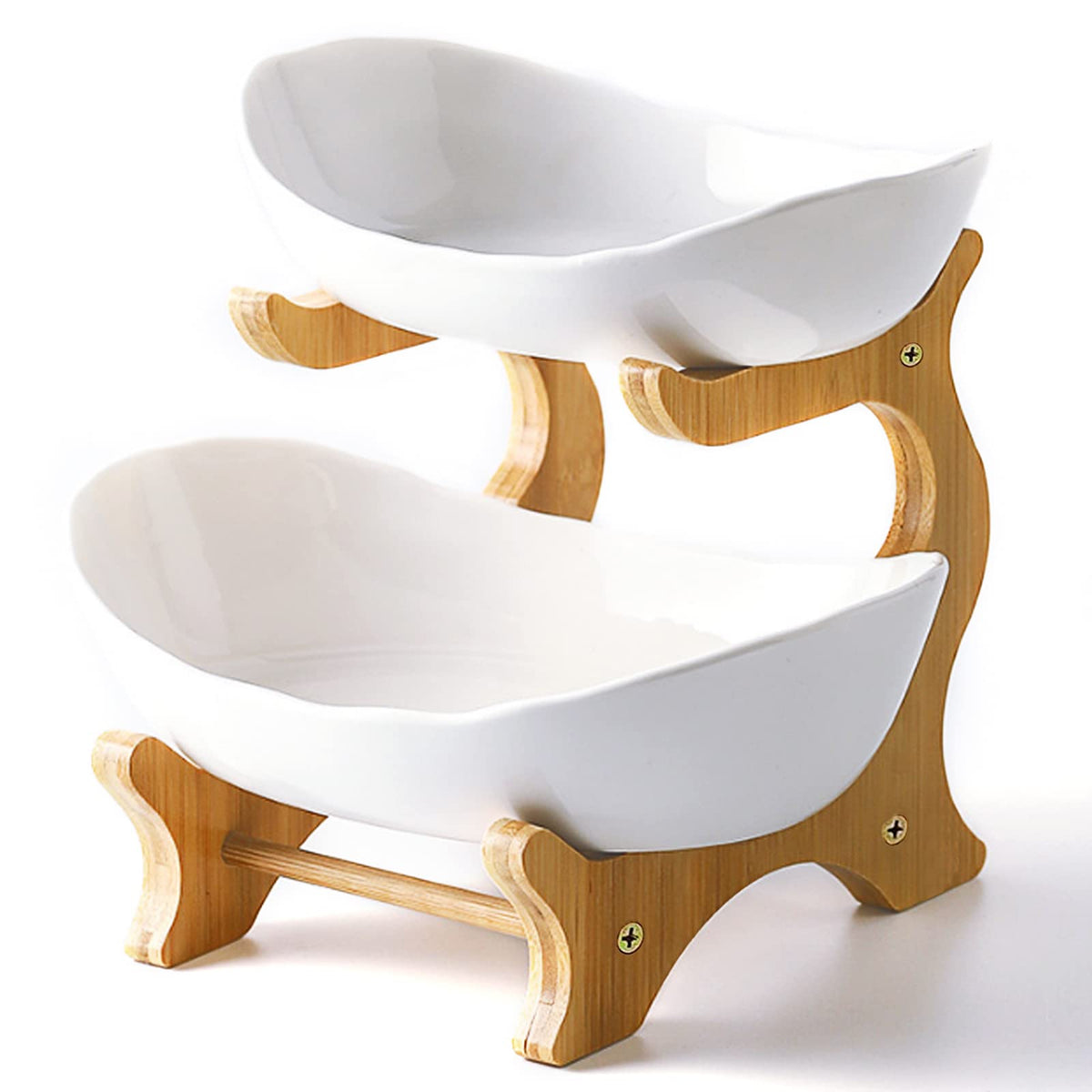 Liywall front view assembled two-tier bowl showing tidy display benefit