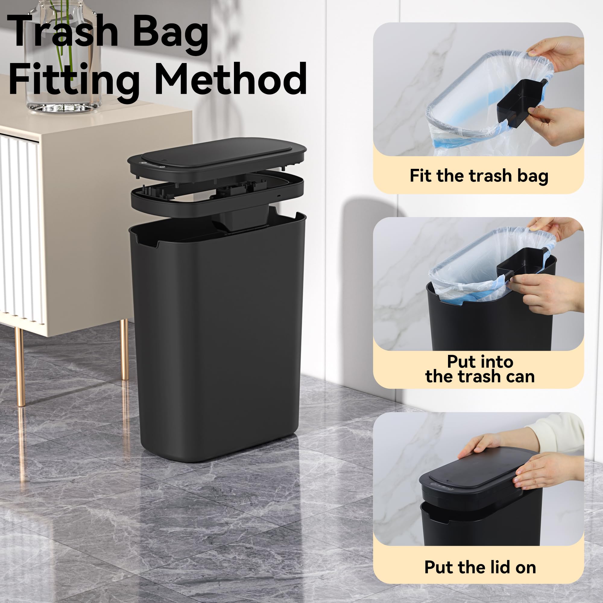 LJIACLEA open lid activated by motion sensor for hygienic use