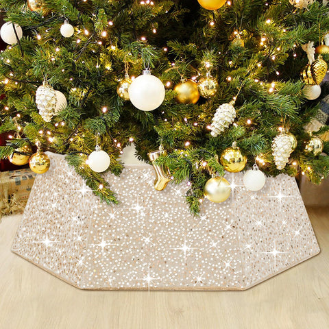 LJIE-House champagne gold tree collar front view shows elegant base styling