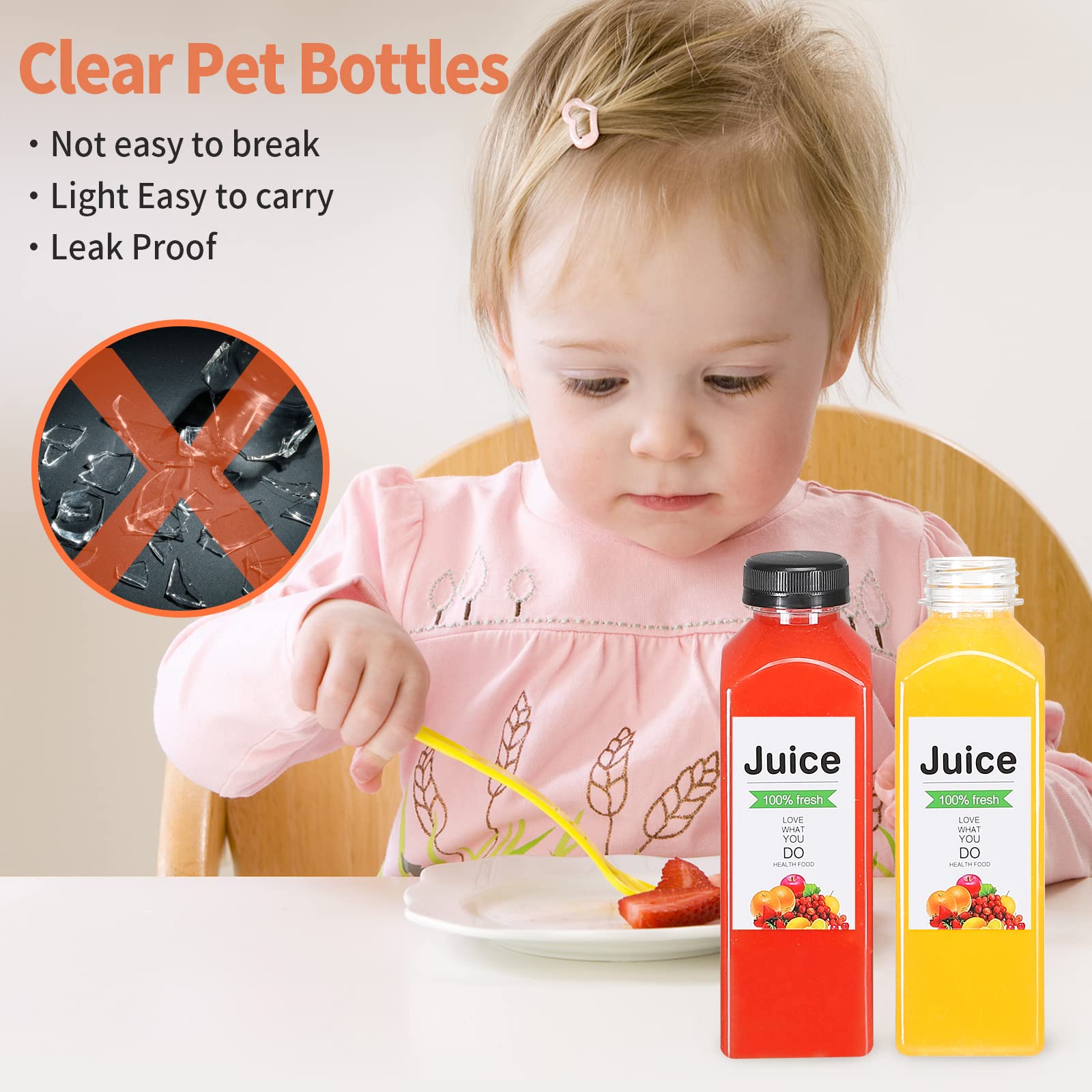 LJINOKYUN bottles filled with colorful smoothies showcasing presentation and portability