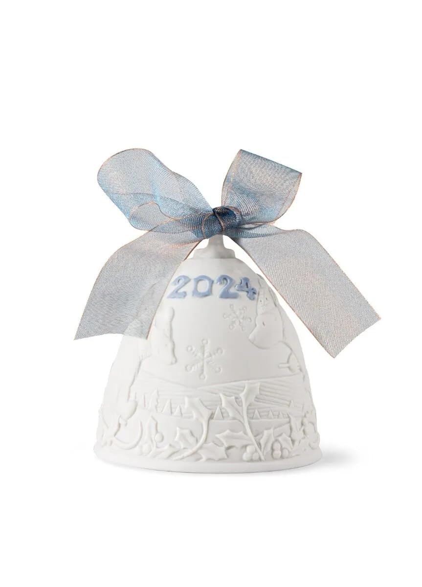 LLADRÓ front view of blue 2024 bell highlighting design and gift appeal