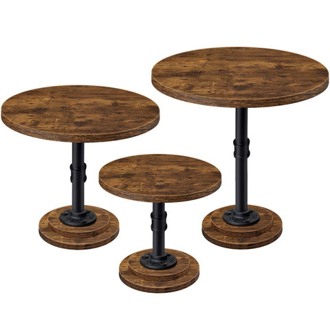 LLAXERGU front view of three wooden cake stands showing rustic charm and simple setup