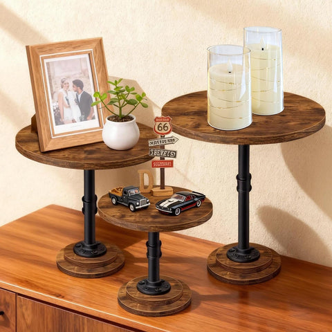 LLAXERGU lifestyle table setting with stands used for cakes and decor creating warm ambience
