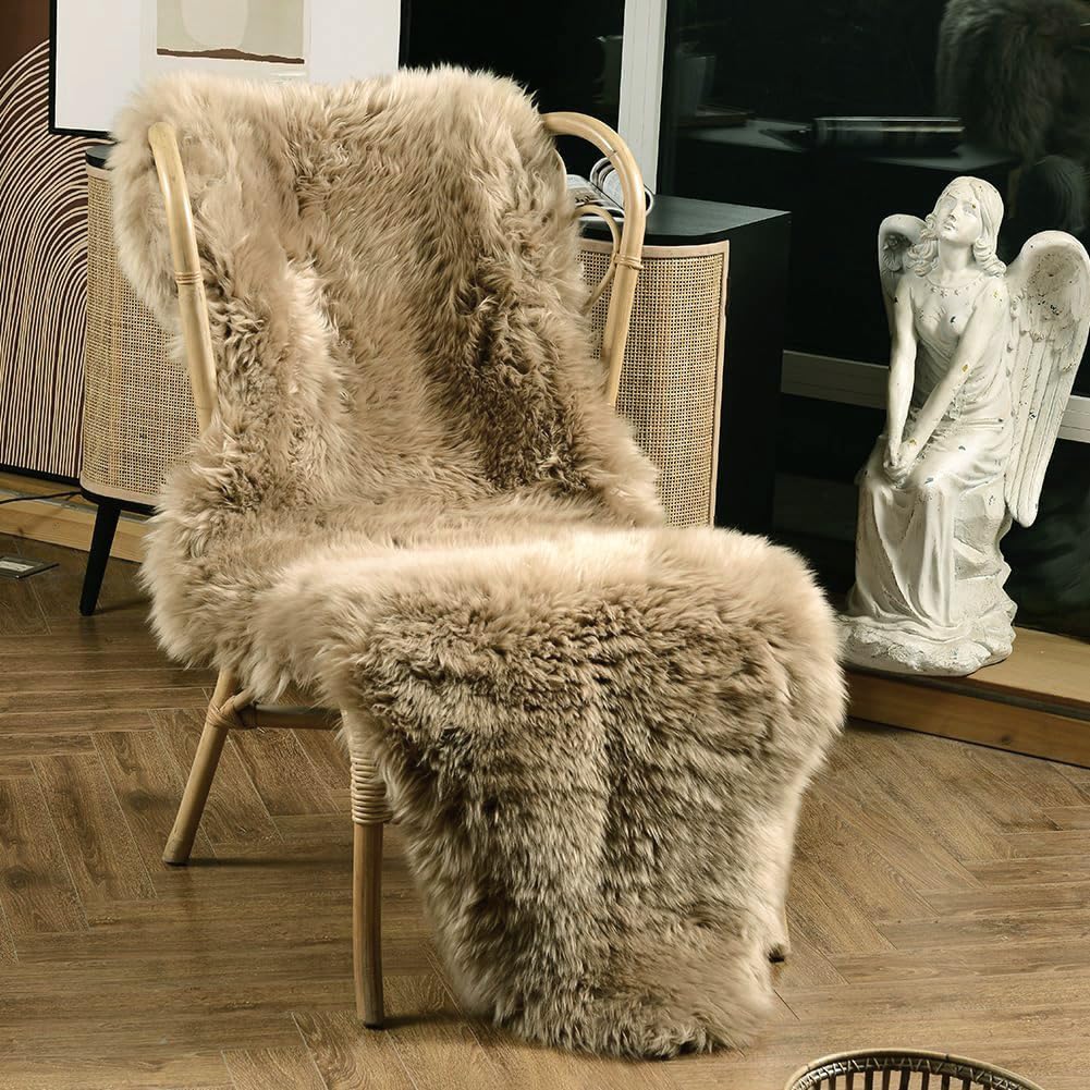 LLB sheepskin styled in a living room adding natural warmth and comfort