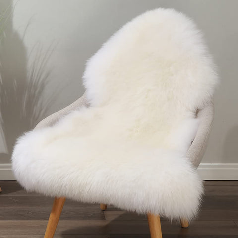 LLB sheepskin rug front view showing plush texture and cozy appeal