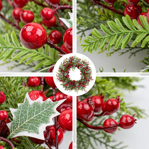 LLZLL wreath on front door lifestyle scene adding instant holiday warmth