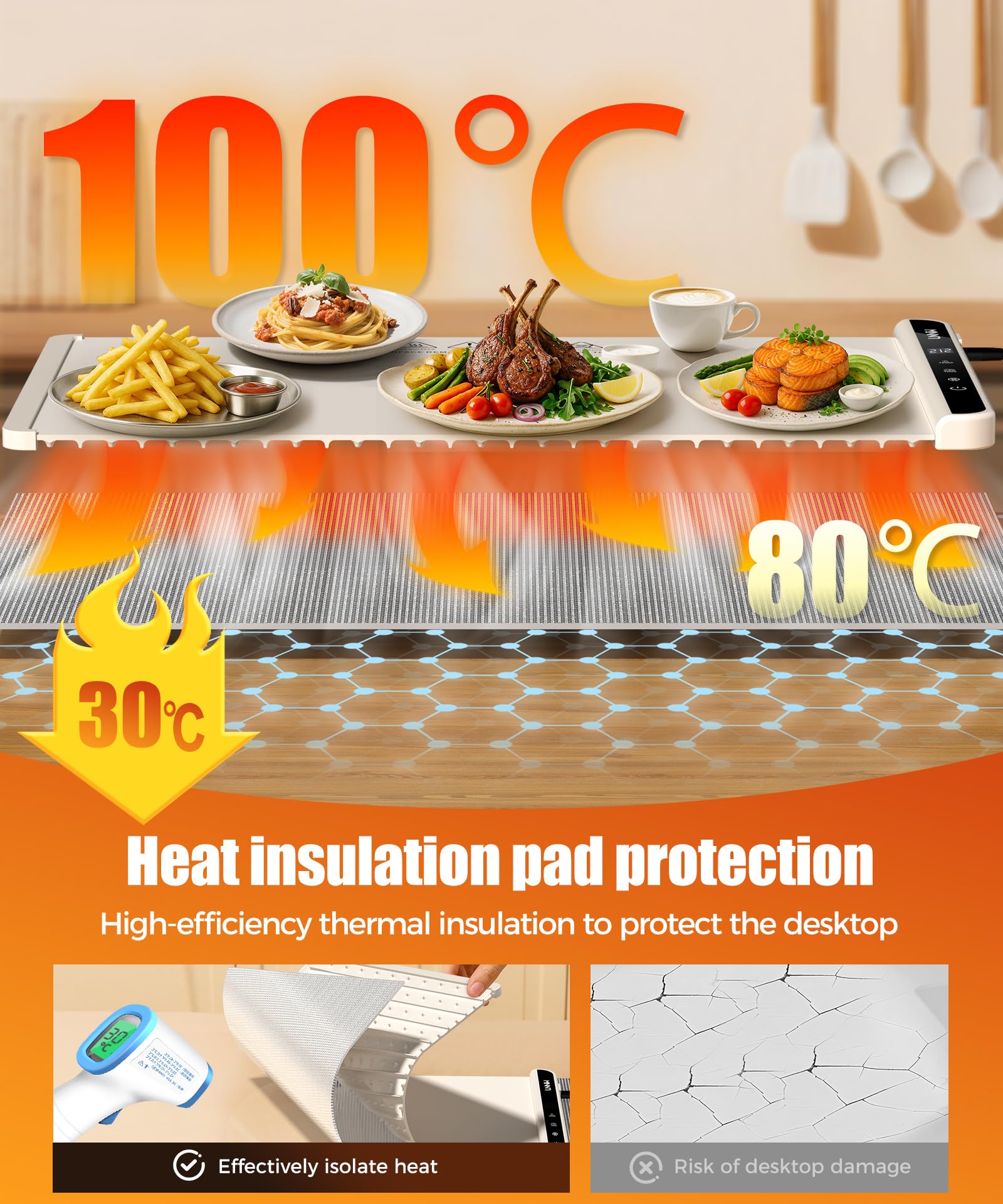 LNNIW detachable heat-resistant pad removed to show ease of cleaning and surface protection