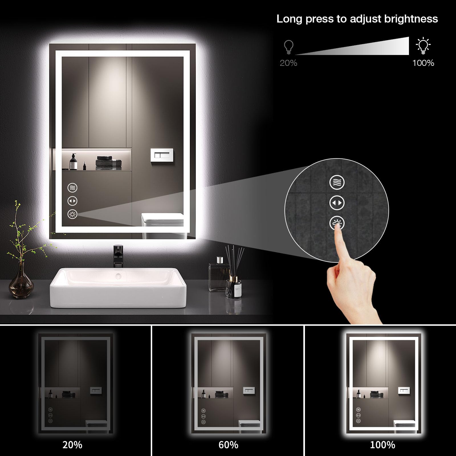 LOAAO in bathroom lifestyle scene demonstrating flattering ambient lighting benefit