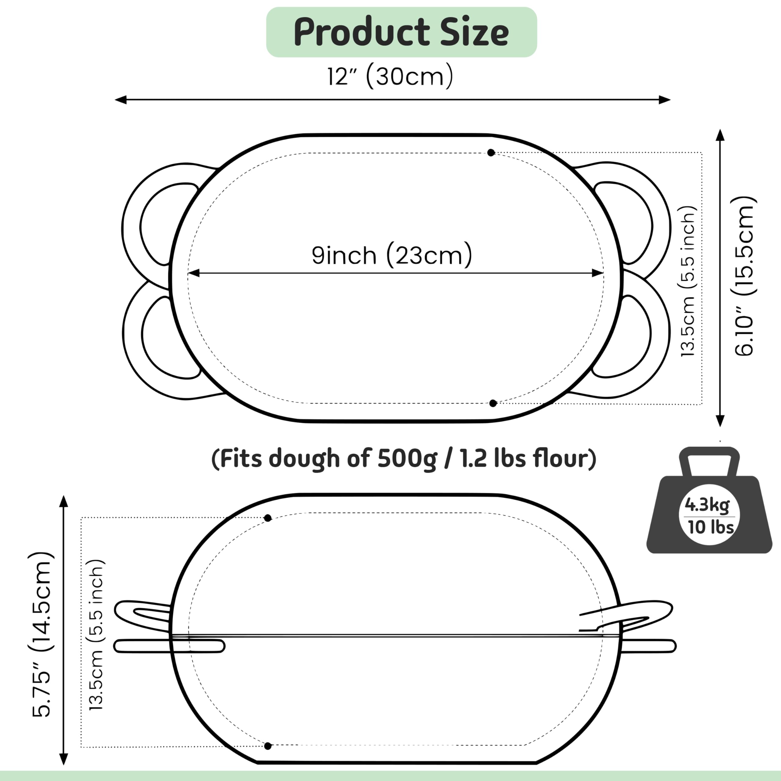 LoafNest size comparison with hand illustrating compact 2 qt capacity