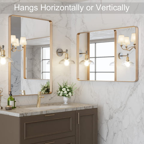 LOAAO mirror above vanity in styled room showing decorative and functional benefit