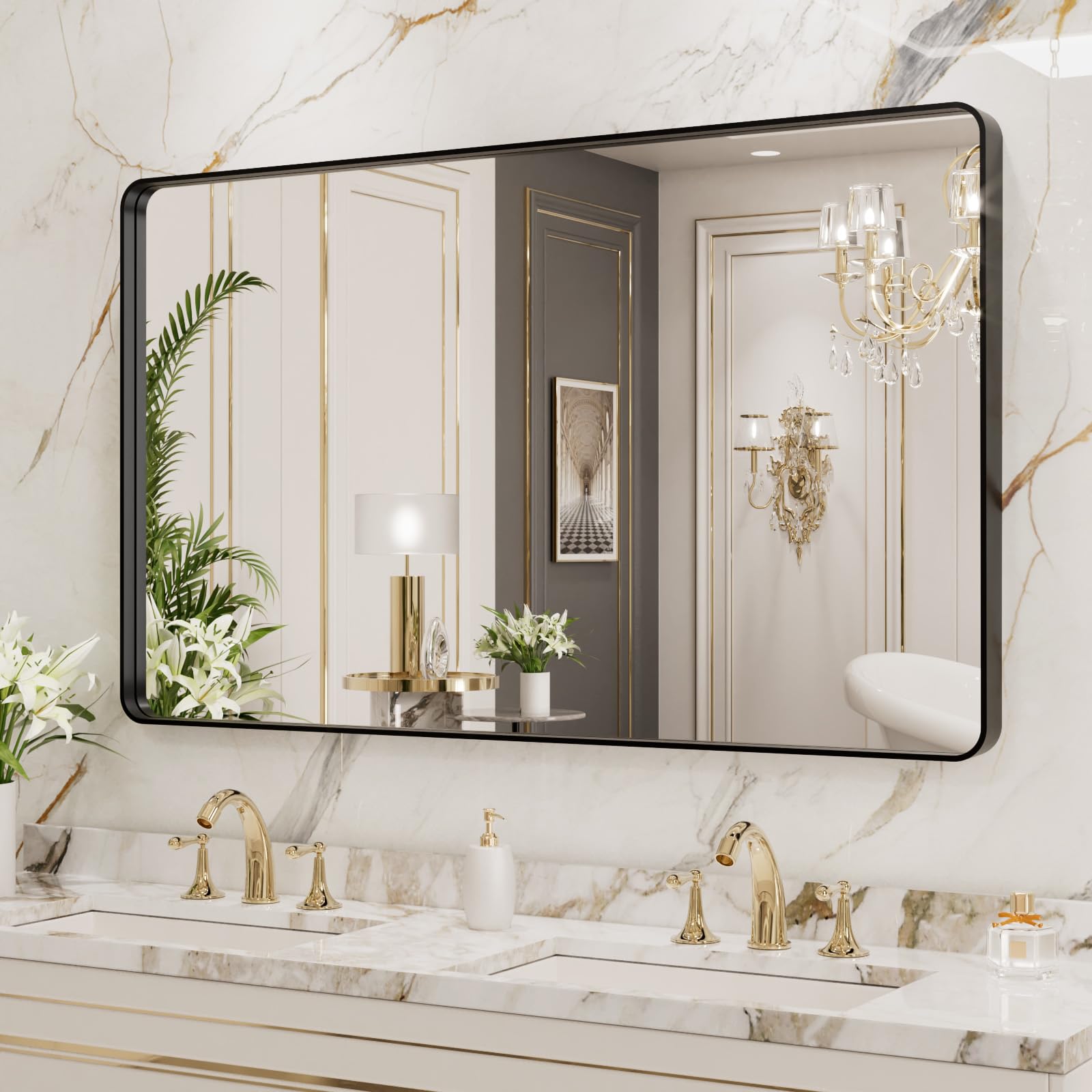 LOAAO mirror mounted above bathroom vanity demonstrating styling and function