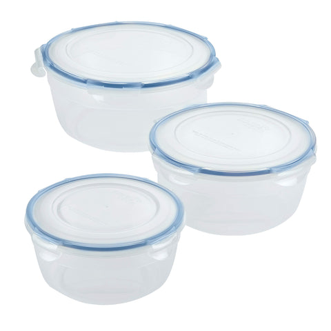 LocknLock front view of clear bowls set showing organized storage benefit
