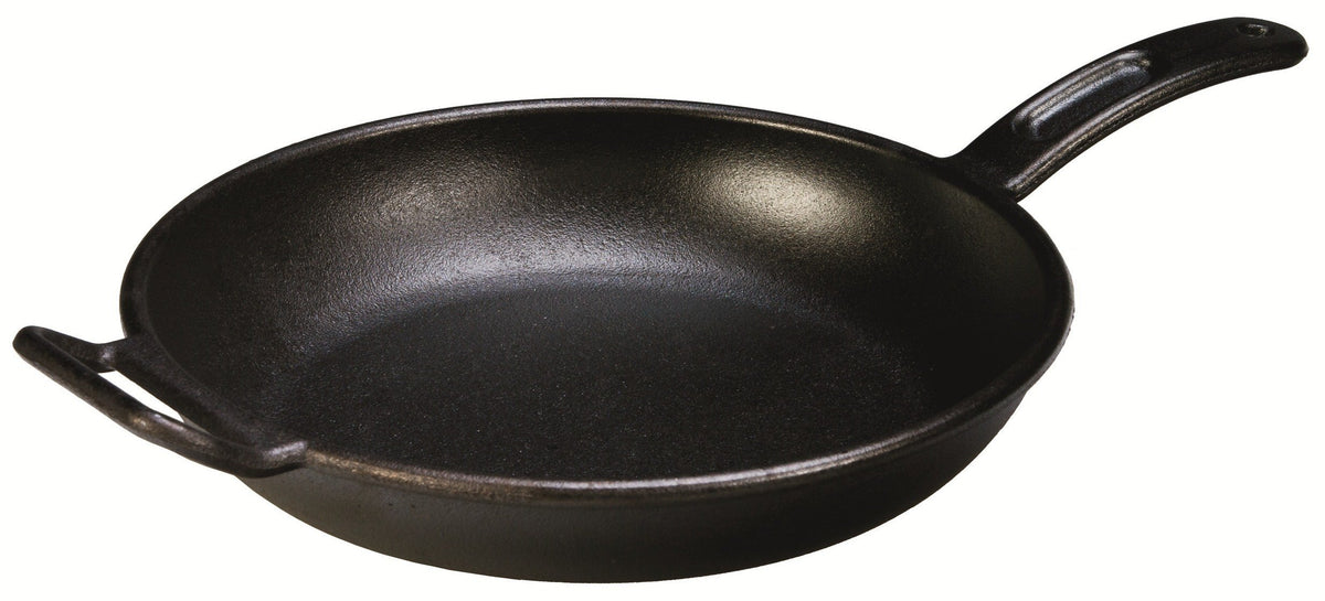 Lodge 12-inch skillet front view showcasing bold design and ready-to-use finish