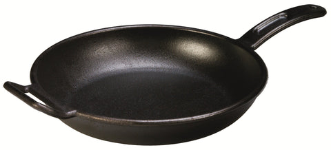 Lodge 12-inch skillet front view showcasing bold design and ready-to-use finish