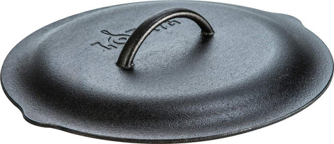 Lodge 12-inch lid front view showing solid handle and tight fit benefit