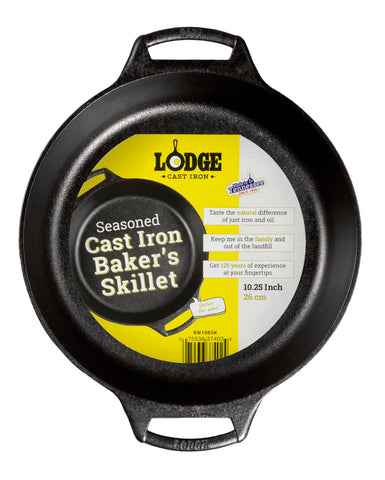 Lodge baker's skillet front view showing even heating benefits