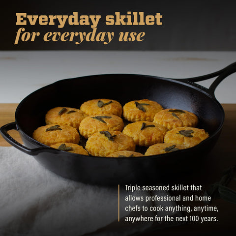 Lodge Blacklock skillet inside oven demonstrating oven-safe durability benefit