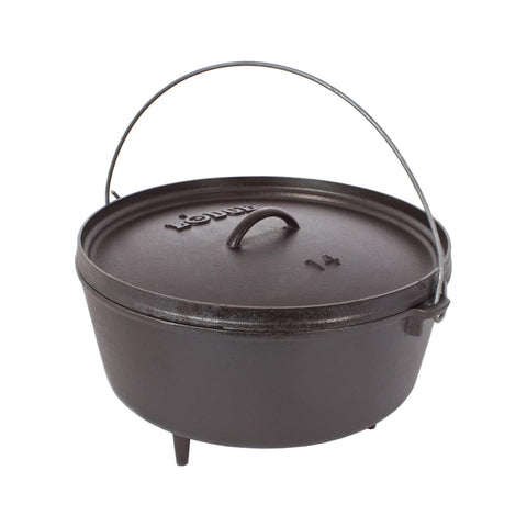 Lodge front view of 5-quart Dutch oven showing sturdy build and finish benefit durability