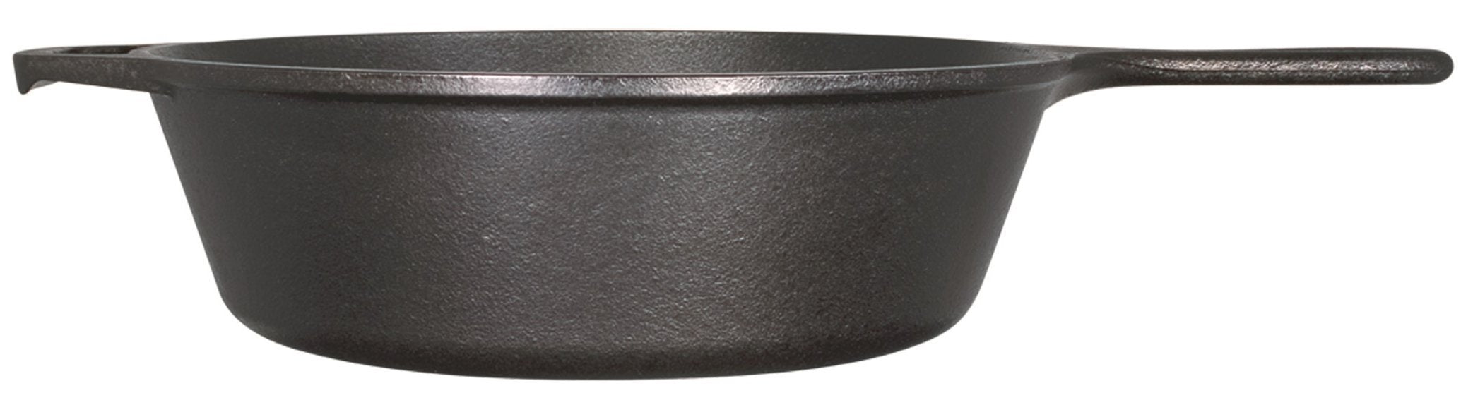 Lodge close-up of the cast iron assist handle showing secure grip and control