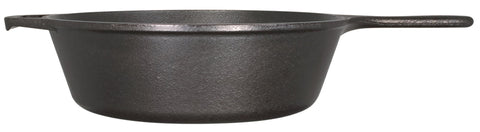 Lodge close-up of the cast iron assist handle showing secure grip and control